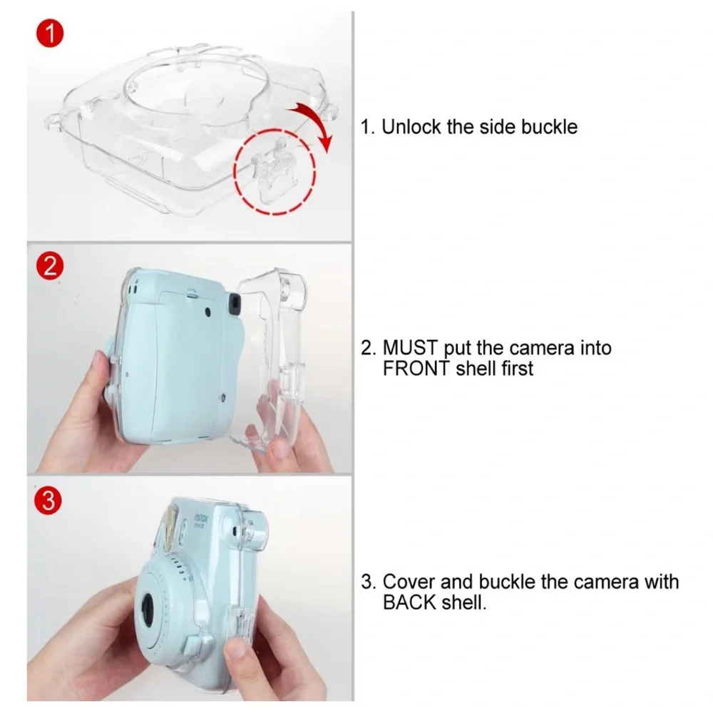 Fujifilm instax mini 8 Clear Instant Camera Case with Pastel Rainbow Strap